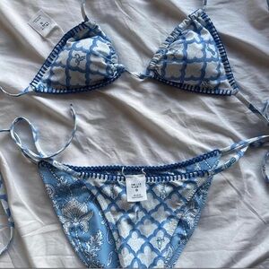 Roller Rabbit Blue and White Printed String Bikini
